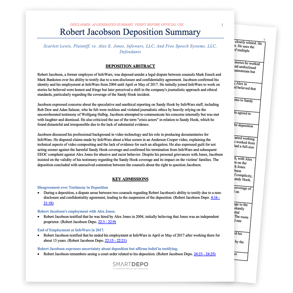 Deposition Summary