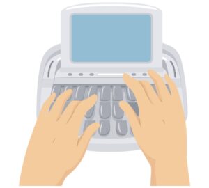 Stenograph Machine with hands typing on it